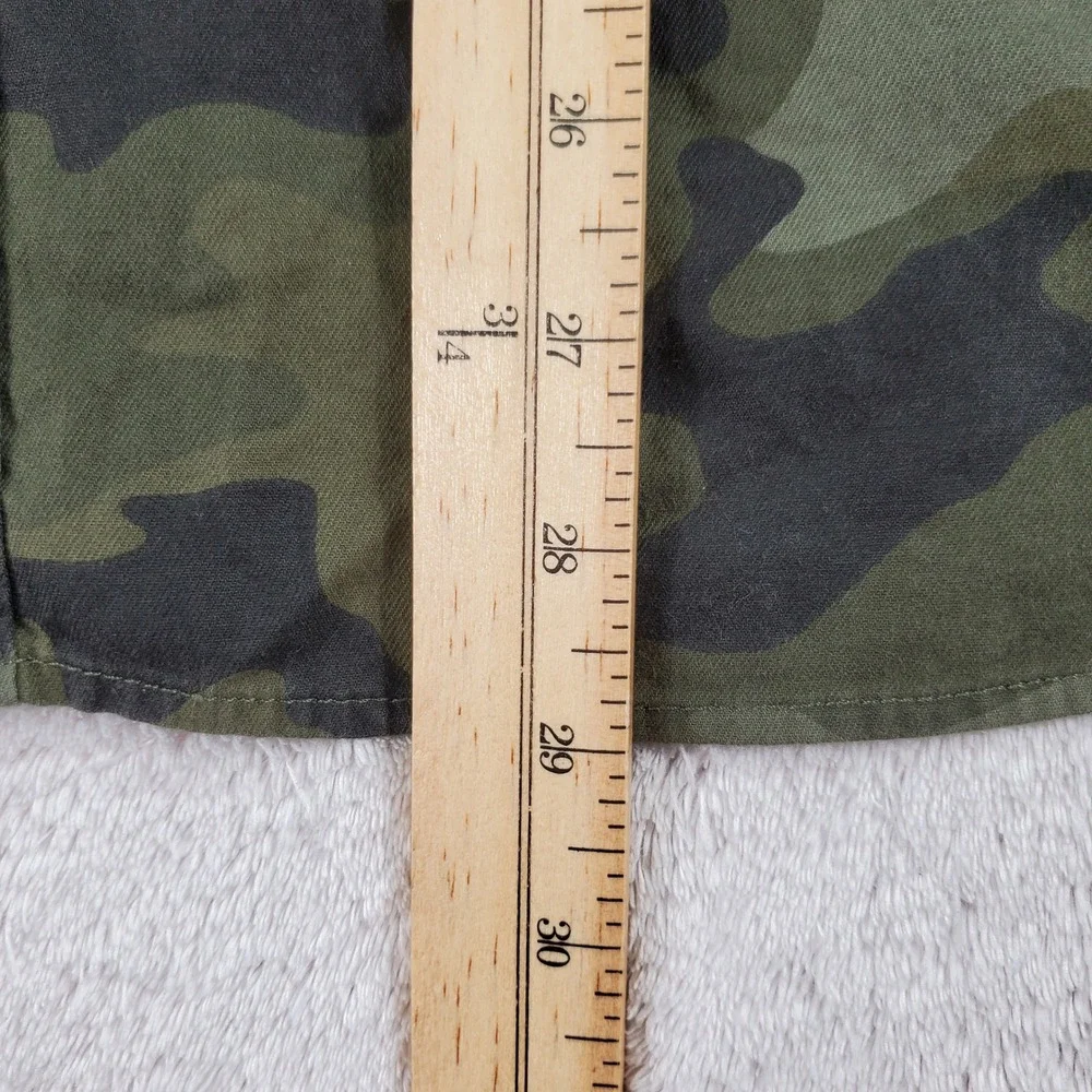 Banana Republic Luxe Flannel Shirt Mens L Camo Untucked Slim Fit Green Cotton